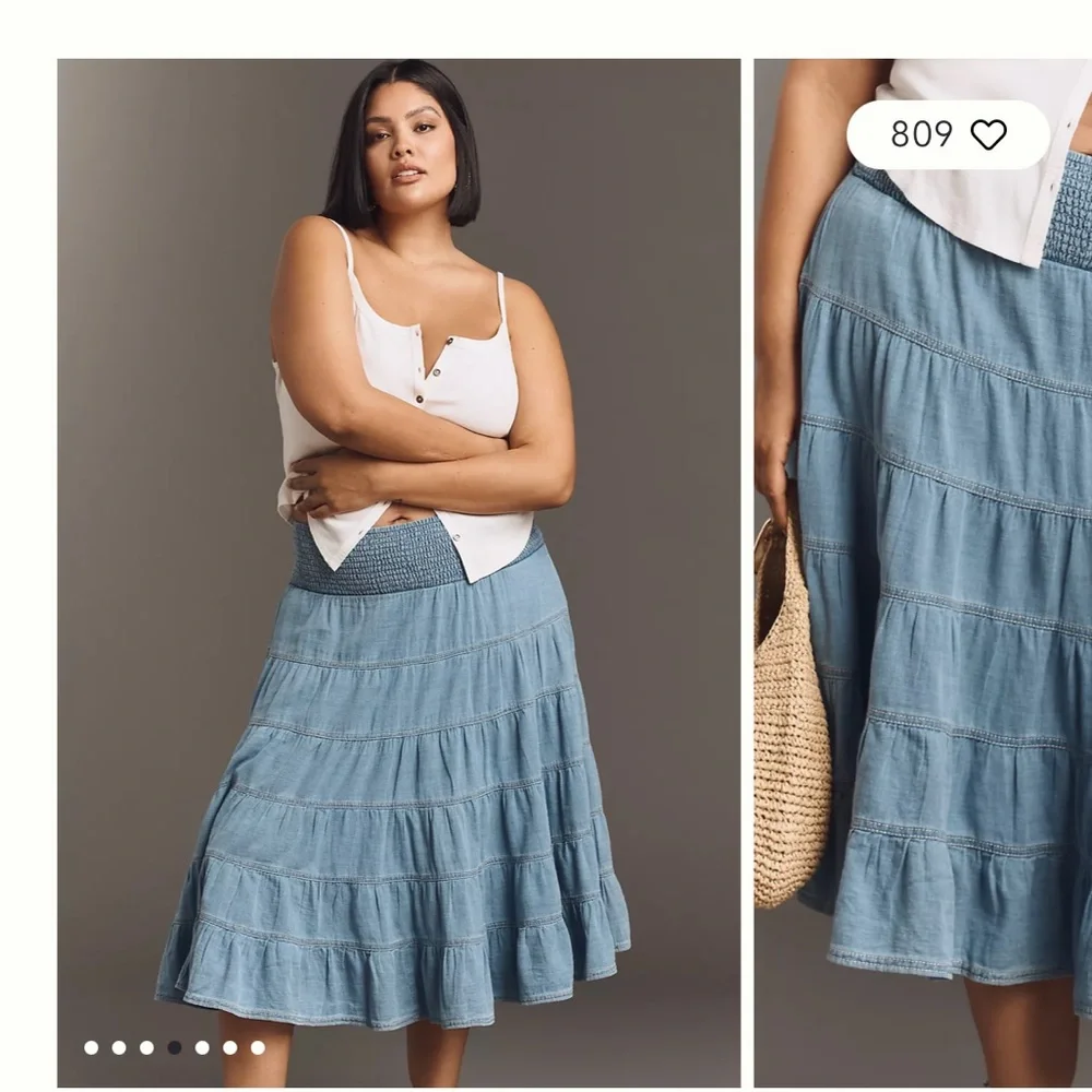 Pilcro Denim Blue Tiered Mini Skirt - Picture 3 of 6